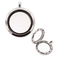 1, 25mm Round Silver Floating Glass Locket