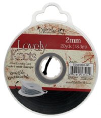 20 Yards of 2mm Black Knotting Cord with Reusable Bobbin