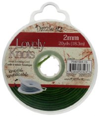 20 Yards of 2mm Olive Lovely Knots Knotting Cord with Reusable Bobbin
