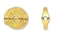 20, 11mm Bright Gold Round Flat Spiral Beads