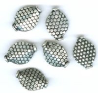 6 15x11mm Antique Silver Flat Diamond Metal Beads with Dot Pattern