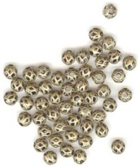 50 4mm Antique Gold Round Filigrae Beads