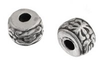 10, 4.5x6mm Antique Silver Patterned Metal Spacer Beads