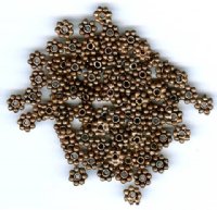 100 4x1mm Antique Copper Daisy Spacer Beads