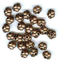 25 6x4mm Antique Copper Metal Flower Spacer Beads