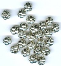 25 6x4mm Antique Silver Metal Flower Spacer Beads