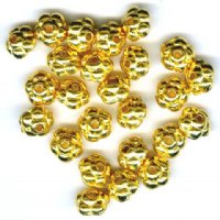 25 6x4mm Bright Gold Metal Flower Spacer Beads