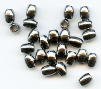 25 6x5mm Gunmetal Oval Metal Beads