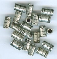 20 8.5x5mm Zig Zag Patterned Pewter Tube Beads