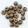 20 8x6mm Antique Copper Beaded Barrel Metal Spacer Beads
