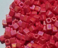 10 grams of 4x4mm Opaque Frost Rainbow Red Miyuki Cubes