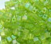 10 grams of 4x4mm Transparent Rainbow Frost Lime Miyuki Cubes