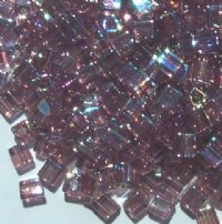 10 grams of 4x4mm Transparent Rainbow Lilac Miyuki Cubes