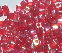 10 grams of 4x4mm Transparent Rainbow Red Miyuki Cubes