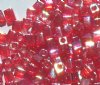 10 grams of 4x4mm Transparent Rainbow Red Miyuki Cubes