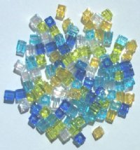 10 grams of 4x4mm Miyuki Cube Beads - Lagoon Mix