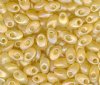 LM132FR - 10 Grams Matte Transparent Light Topaz Brown Iris 4x7mm Long Miyuki Magatama Drop Beads