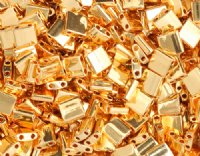 TL0191 5.2 Grams Metallic Gold Two Hole Miyuki Tila Beads