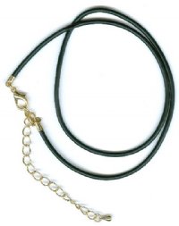 16 inch Black Rubber Necklace with Gold Lobster Clasp and Extender