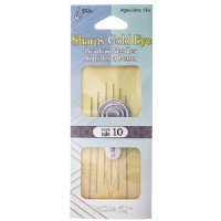 Pack of 6, #10 Sharps Gold Eyed Beading Needles