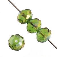 35 6x8mm Faceted Emerald AB Chinese Crystal Donut Beads