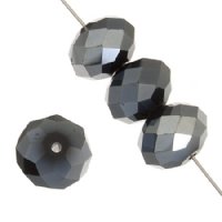 26 8x10mm Faceted Jet Hematite Chinese Crystal Donut Beads