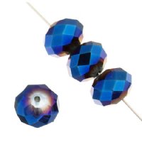 26 8x10mm Faceted Metallic Blue Chinese Crystal Donut Beads