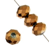 50 4x6mm Faceted Metallic Copper Bronze Chinese Crystal Donut Beads