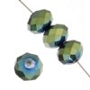 26 8x10mm Faceted Metallic Green Pyrite Chinese Crystal Donut Beads