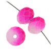 35 6x8mm Faceted Two Tone Neon Pink & White Chinese Crystal Donut Beads
