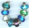 Strand of 8 13x9 Pandora Style Lampwork Beads -  Caribbean Mix