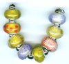 Strand of 8 13x9 Pandora Style Lampwork Beads -  Jelly Bean Mix
