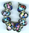 Strand of 8 13x9 Pandora Style Lampwork Beads -  Polka Dot Mix