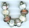 Strand of 8 13x9 Pandora Style Lampwork Beads -  Soft Brown Mix
