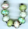 Strand of 8 13x9 Pandora Style Lampwork Beads -  Softest Pastel Mix