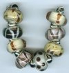 Strand of 8 13x9 Pandora Style Lampwork Beads -  Vintage Suede Mix