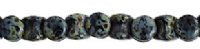 44 4x6mm Black Travertine Glass Pellet Beads