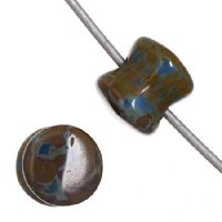 44 4x6mm Opaque Blue Travertine Glass Pellet Beads