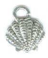 1 13x12mm Antique Silver Finish Shell Pendant