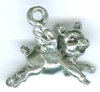 1 13x17mm Antique Silver Flying Pig Pendant