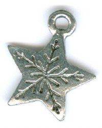 1 13mm Antique Silver Star Flake Pendant