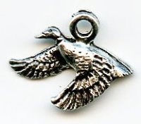 1 15x12mm Antique Silver Flying Duck Pendant