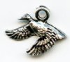 1 15x12mm Antique Silver Flying Duck Pendant