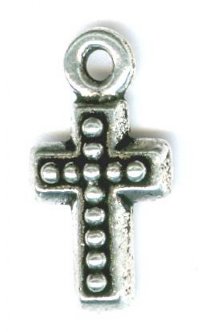 1 15x8mm Antique Silver Cross with Dots