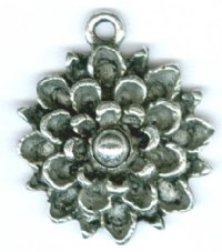 1 17mm Antique Silver Chrysanthemum Pendant