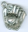 1 17x18mm Antique Silver Baseball Glove and Ball Pendant