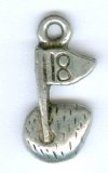 1 17x8mm Antique Silver Golf Green and Flag Pendant