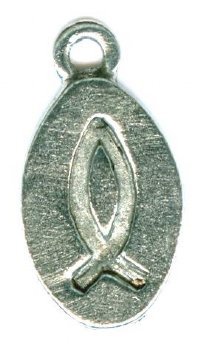 1 18x10mm Antique Silver Fish / Ichthys Pendant