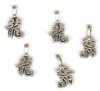 5 18x11mm Antique Silver Chinese Dragon Symbol Pendant