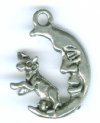 1 20x10mm Antique Silver Finish Cow Jumped Over the Moon Pendant